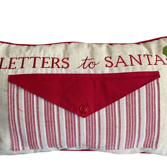 ST. NICHOLAS SQUARE Accent Pillow Letters to Santa Red White Natural 12x20 - Picture 2 of 8